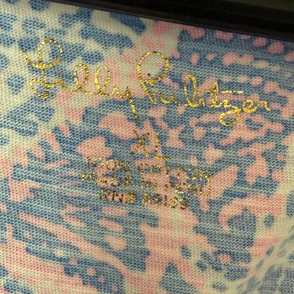 Lilly Pulitzer Coastal Blue Maybe Gator Etta V-Neck Top - Size XL - Picture 5 of 12